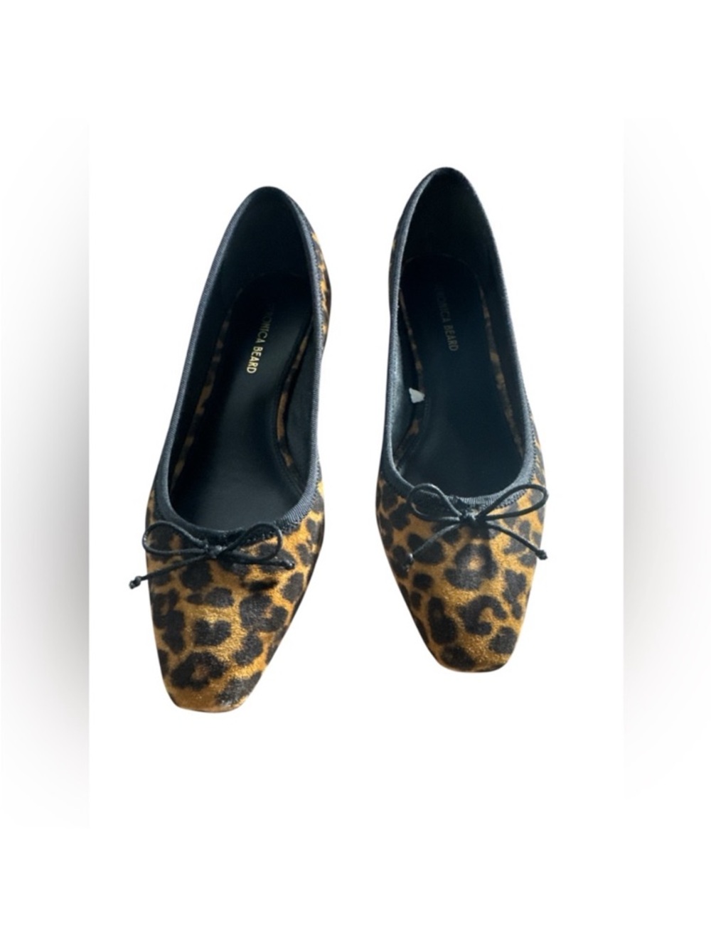 NWT Veronica Beard Cecile Leopard Square Toe Ballet Flats in Brown and Black